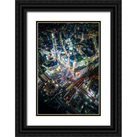 Tokyo Black Ornate Wood Framed Art Print with Double Matting by Naka