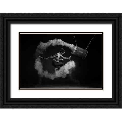 Flying Drum Black Ornate Wood Framed Art Print with Double Matting by Widyantini, Rini