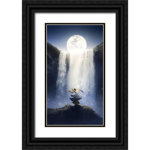 Dance under the moon Black Ornate Wood Framed Art Print with Double Matting by Pu, Can