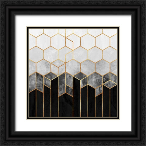 Charcoal Hexagons Black Ornate Wood Framed Art Print with Double Matting by Fredriksson, Elisabeth