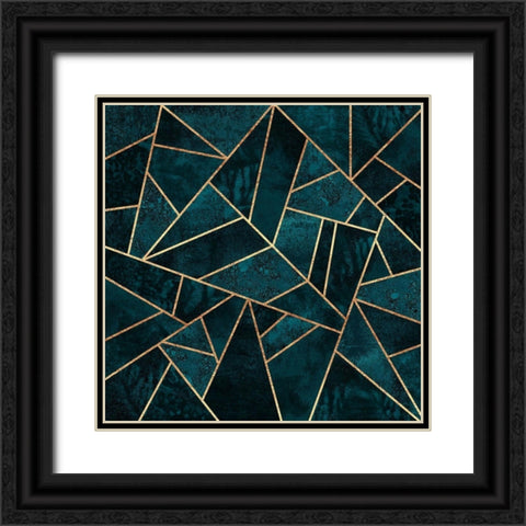 Deep Teal Stone Black Ornate Wood Framed Art Print with Double Matting by Fredriksson, Elisabeth