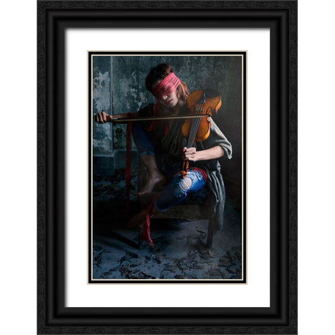 Eyes Are Not Required For A Beautiful Music Black Ornate Wood Framed Art Print with Double Matting by Gumma, Srikanth