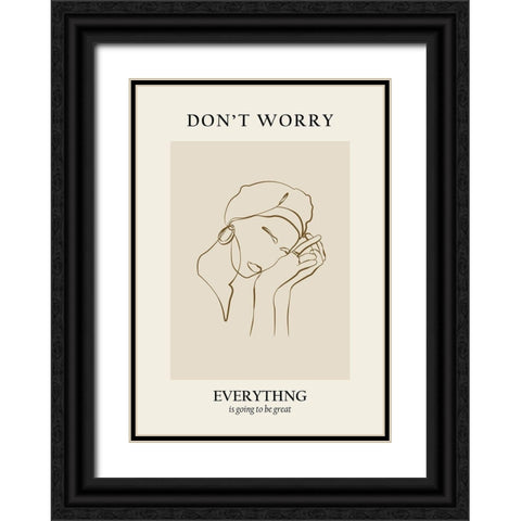 Modern line portrait Black Ornate Wood Framed Art Print with Double Matting by NKTN