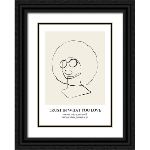 Line art Black Ornate Wood Framed Art Print with Double Matting by NKTN