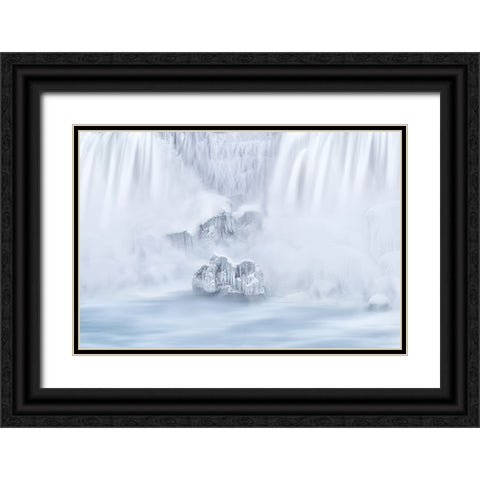 The frozen islands under the Waterfalls Black Ornate Wood Framed Art Print with Double Matting by Lu, Ling
