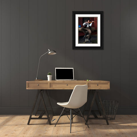 The Musician Black Ornate Wood Framed Art Print with Double Matting by Al Thahaby, Karim
