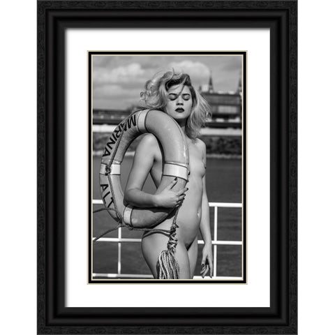 In The Dockyard Black Ornate Wood Framed Art Print with Double Matting by Blasko, Jan