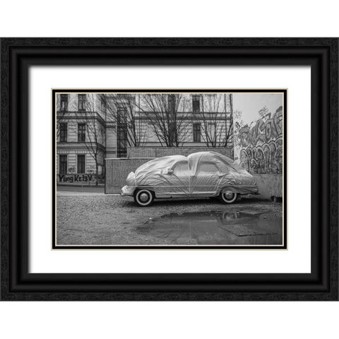 Flying Car Black Ornate Wood Framed Art Print with Double Matting by Valaris, Kostas