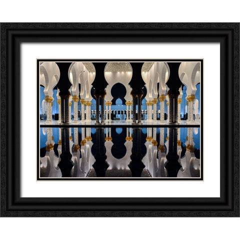 Blue Hour A Reflection Black Ornate Wood Framed Art Print with Double Matting by Nath, Mrinal