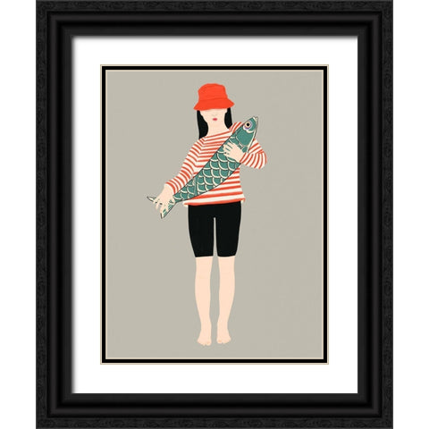 My fish Black Ornate Wood Framed Art Print with Double Matting by Jotadejai