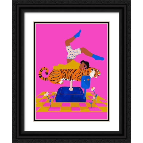 Put a tiger in your heart Black Ornate Wood Framed Art Print with Double Matting by Jotadejai