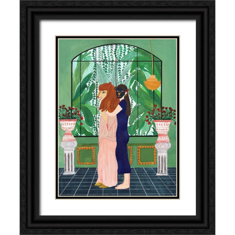 Lion Mom Black Ornate Wood Framed Art Print with Double Matting by Jotadejai