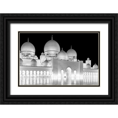 Light Of Abu Dhabi Grand Mosque Black Ornate Wood Framed Art Print with Double Matting by Jin, Jie