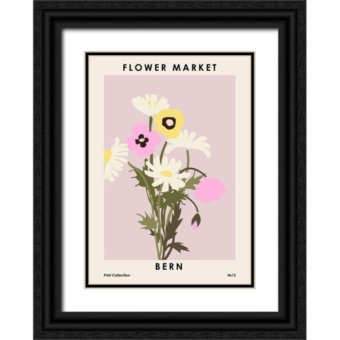 Flower Market Bern Black Ornate Wood Framed Art Print with Double Matting by NKTN