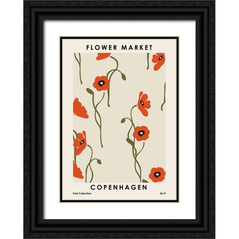 Flower Market Copenhagen Black Ornate Wood Framed Art Print with Double Matting by NKTN