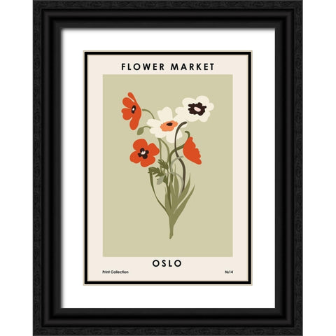 Flower Market Oslo Black Ornate Wood Framed Art Print with Double Matting by NKTN