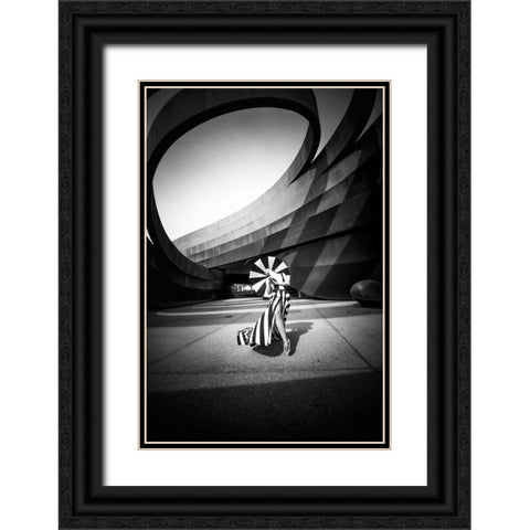 With the wind Black Ornate Wood Framed Art Print with Double Matting by Abu, Dekel