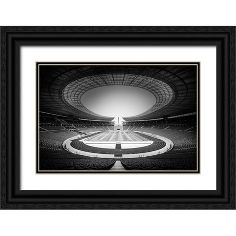 Olympiastadion Black Ornate Wood Framed Art Print with Double Matting by De Groen, Maurits