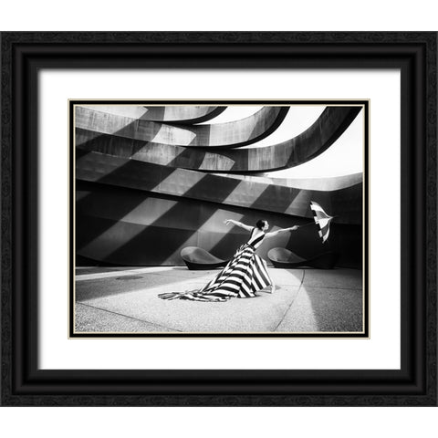 Stripes Black Ornate Wood Framed Art Print with Double Matting by Stein, Tali