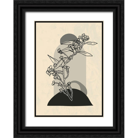 Abstract Flower 5 Black Ornate Wood Framed Art Print with Double Matting by NKTN