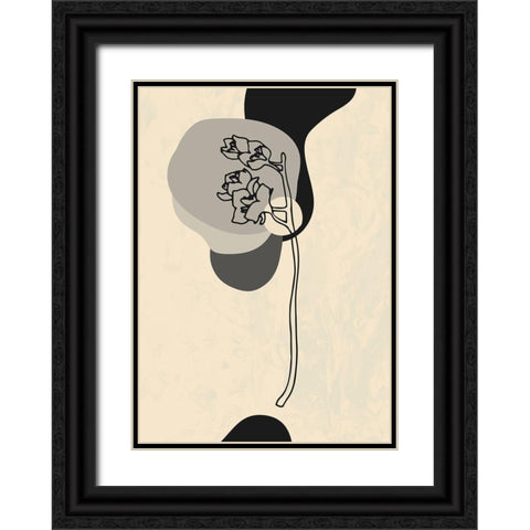 Abstract Flower 3 Black Ornate Wood Framed Art Print with Double Matting by NKTN