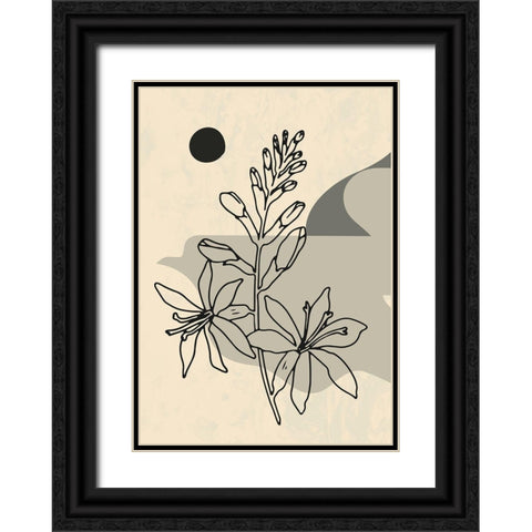 Abstract Flower 1 Black Ornate Wood Framed Art Print with Double Matting by NKTN