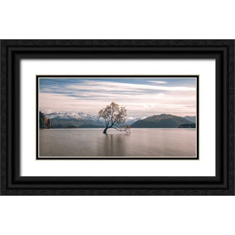 lonely tree Black Ornate Wood Framed Art Print with Double Matting by Xiaobei, Han