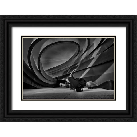 Dance In Circles Black Ornate Wood Framed Art Print with Double Matting by Abu, Dekel