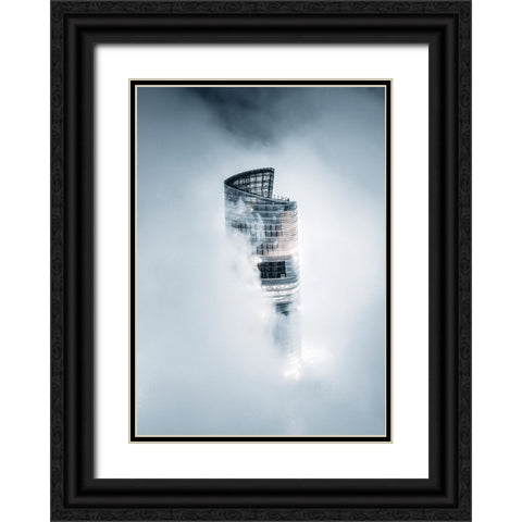 City On The Cloud Black Ornate Wood Framed Art Print with Double Matting by Tien, Aron
