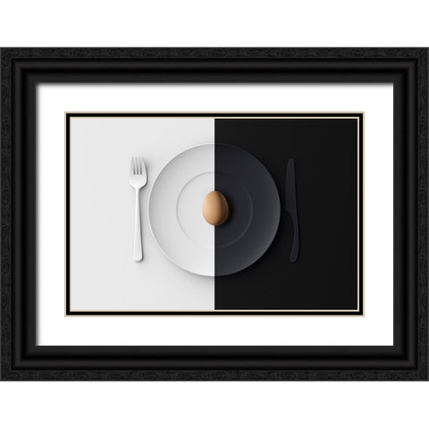 EGG Black Ornate Wood Framed Art Print with Double Matting by Zhang, Yujie