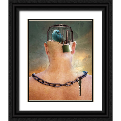 Can you open the imprisoned thought ? Black Ornate Wood Framed Art Print with Double Matting by Xibiaohuang