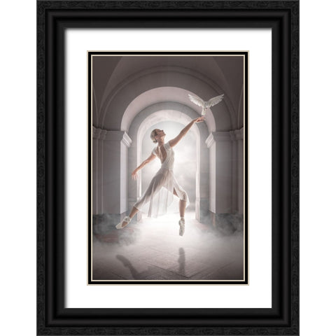 Birddance Black Ornate Wood Framed Art Print with Double Matting by Egger, Marcel