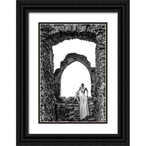 Thinking Black Ornate Wood Framed Art Print with Double Matting by D. Pop, Ovi