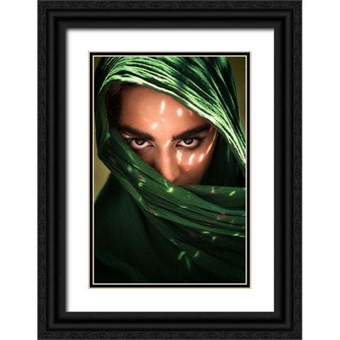 Fateme Black Ornate Wood Framed Art Print with Double Matting by Mokhtari, Mehdi