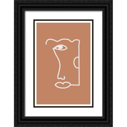 Abstract Head No2. Black Ornate Wood Framed Art Print with Double Matting by The Miuus Studio
