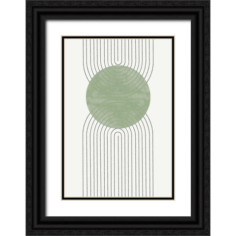 Green Moon No2. Black Ornate Wood Framed Art Print with Double Matting by The Miuus Studio