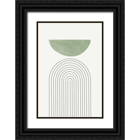 Green Moon No3. Black Ornate Wood Framed Art Print with Double Matting by The Miuus Studio