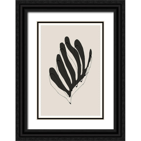Modern Flower Black Ornate Wood Framed Art Print with Double Matting by The Miuus Studio