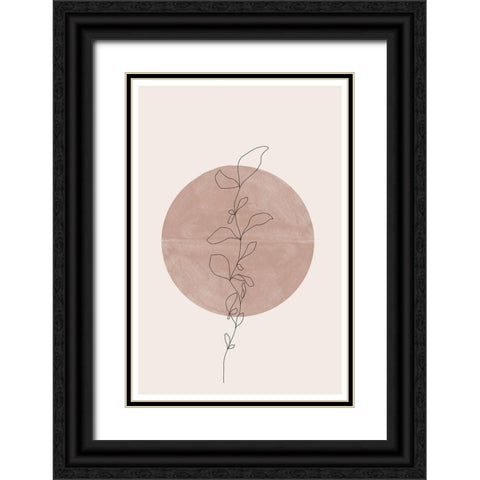 Line Flower Black Ornate Wood Framed Art Print with Double Matting by The Miuus Studio