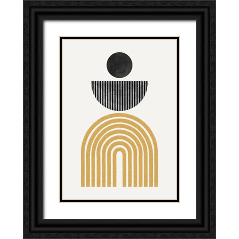 Midcentury Composition Black Ornate Wood Framed Art Print with Double Matting by The Miuus Studio