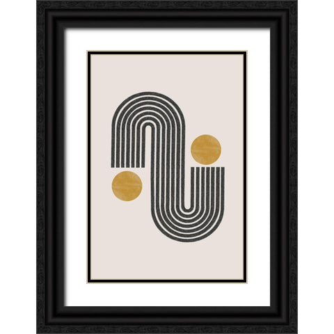 Mid Century Black Ornate Wood Framed Art Print with Double Matting by The Miuus Studio