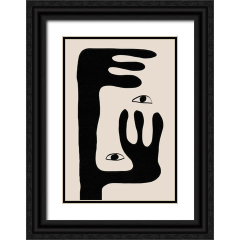 Abstract Face No2. Black Ornate Wood Framed Art Print with Double Matting by The Miuus Studio
