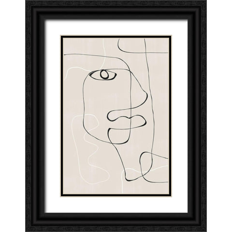 Abstract Face No1. Black Ornate Wood Framed Art Print with Double Matting by The Miuus Studio