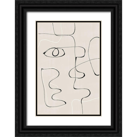 Abstract Face No2. Black Ornate Wood Framed Art Print with Double Matting by The Miuus Studio