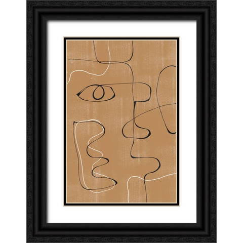 Abstract Face No3. Black Ornate Wood Framed Art Print with Double Matting by The Miuus Studio