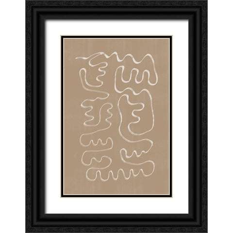 Abstract Lines No1. Black Ornate Wood Framed Art Print with Double Matting by The Miuus Studio