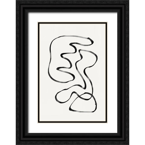 Abstract Line No4. Black Ornate Wood Framed Art Print with Double Matting by The Miuus Studio