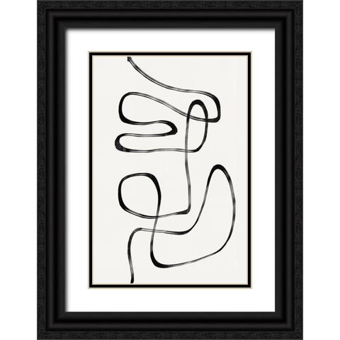 Abstract Line No5. Black Ornate Wood Framed Art Print with Double Matting by The Miuus Studio