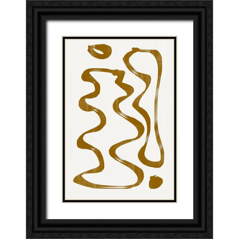 Abstract Line No7. Black Ornate Wood Framed Art Print with Double Matting by The Miuus Studio