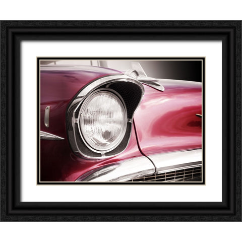 American classic car Bel Air 1957 Headlight Black Ornate Wood Framed Art Print with Double Matting by Gube, Beate